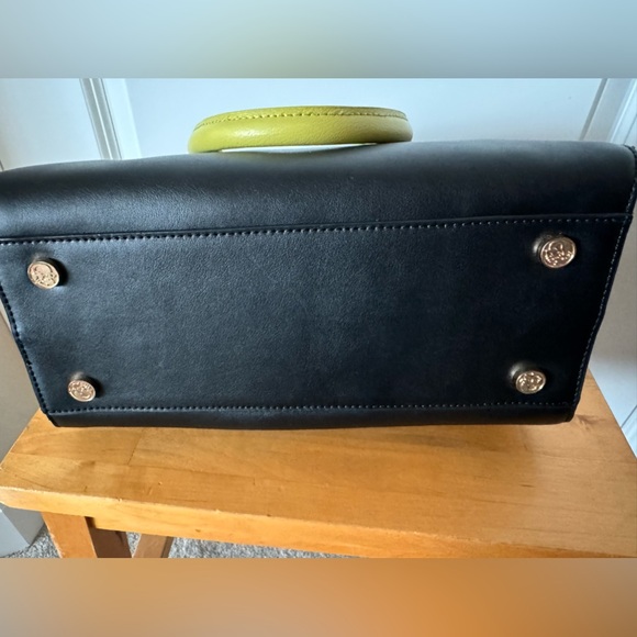 Spartina 449 Seven Oaks Alljoy Satchel. Black and green leather with linen sides - Picture 6 of 9